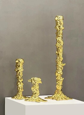 现代轻奢树脂融化烛台摆件客厅餐厅高档蜡烛台样板间装饰家居软装