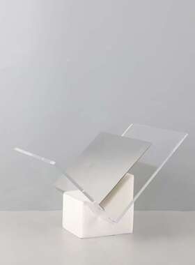 北欧轻奢工艺品摆件 大理石底座金属亚克力书架家居软装饰品批发