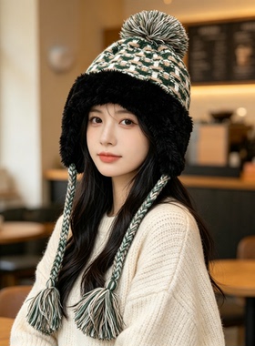 2026韩国潮新款秋冬毛绒帽子女保暖护耳雷锋帽加厚防寒骑行滑雪帽