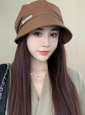 渔夫帽子女士2024新款春秋季鸭舌遮阳日系帽时尚显脸小大头围