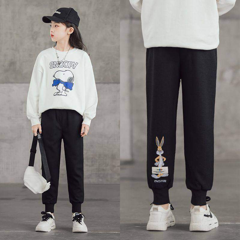 儿童运动裤束脚秋冬中大童新款宽松卫裤女童外穿洋气休闲裤子,淘宝优惠券,粉丝福利购,淘宝优惠卷