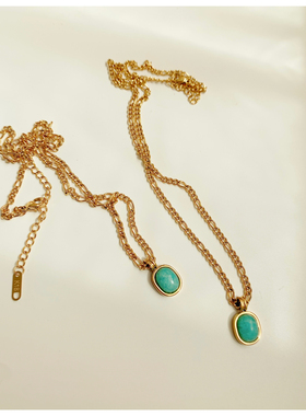 薄荷绿天河石小众设计质感项链