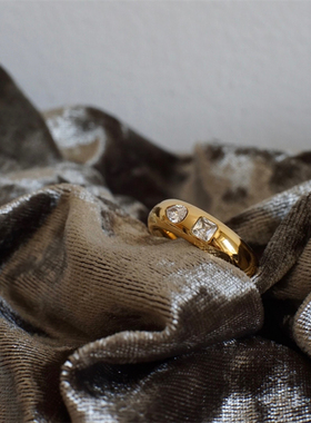 简约叠戴设计款锆石熔岩戒指女