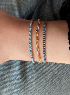 不褪色叠戴小香风细链条穿绳手链