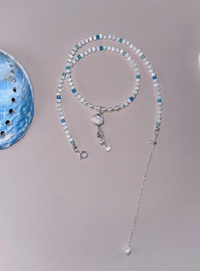 天然珍珠贝母s925纯银贝壳锁骨链