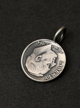 三沐高桥吾郎 手工制作 罗斯福 10美分银币 笑脸吊坠潮男女坠银饰
