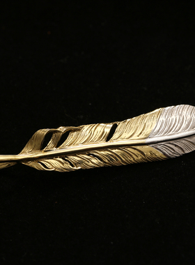 三沐饰家 Horizon Blue 先银上铜羽毛情侣吊坠925纯银B手工银饰