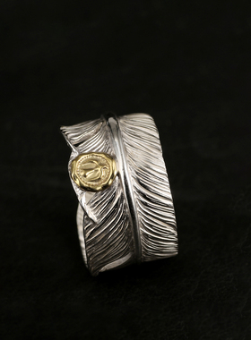 三沐高桥吾郎 ken kikuchi 菊地健 925纯银 18K点金羽毛戒指情侣