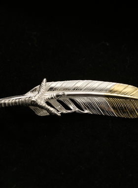 三沐饰家 KEN KIKUCHI 菊地健建 925纯银鹰爪银爪羽毛18K先金吊坠