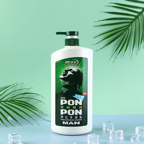 台湾进口NICE澎澎PONPON沐浴乳男士茶树精油净化控油清爽沐浴露 - 图0
