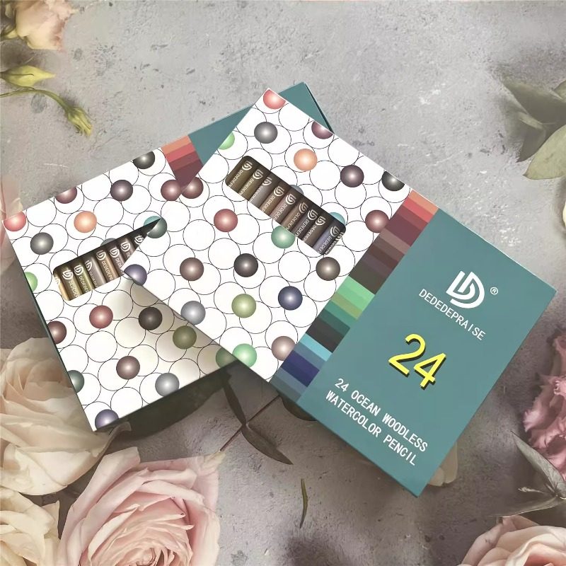 海韵24色无木水彩棒全芯复古色莫兰迪肖像人物水溶彩铅颜料棒涂鸦,淘宝优惠券,粉丝福利购,淘宝优惠卷