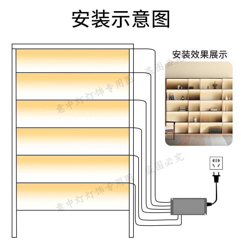 橱柜灯免布线手扫感应灯带人体感应酒柜衣柜手办展示柜COB线性灯-图2