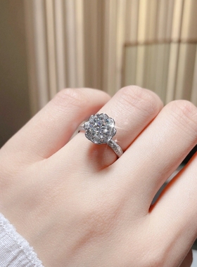 复古手捧花925纯银仿真钻戒