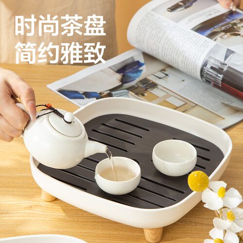 放茶具茶盘长方形托盘家用客厅茶几茶台双层沥水泡茶盘小型一体式 - 图0