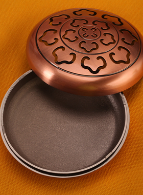 格桑花藏式高脚铜香炉圆形合金雕花香料粉薰香炉家室圆底随身手炉