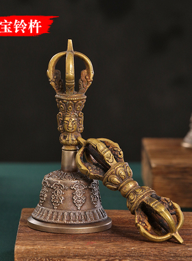 尼泊尔纯铜五股金刚铃杵