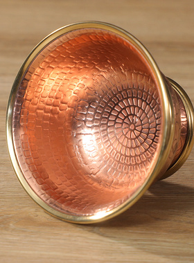 尼泊尔红铜供水碗矮脚手工水杯