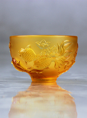 古法琉璃碗透明吉祥供杯供水碗