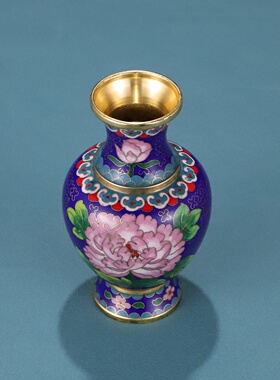 景泰蓝花瓶牡丹花瓶手工铜制掐丝