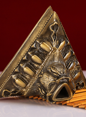 尼泊尔黄铜精工金刚撅底座三面普巴金刚杵金刚橛大底座浮雕特大号