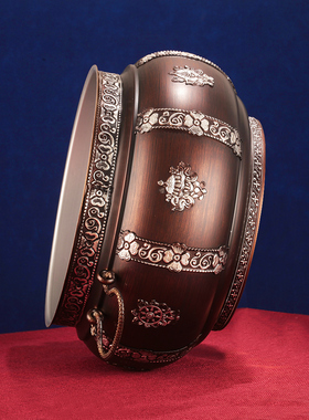 藏式民族风合金糌粑盒红银双色