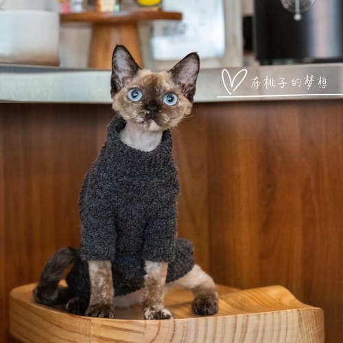 GINGERAIN无毛猫衣服德文猫外套保暖秋冬耐脏肌理感温暖毛衣-图1