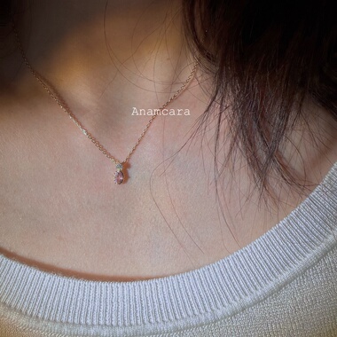 甜妹公主粉天然摩根宝石显白项链