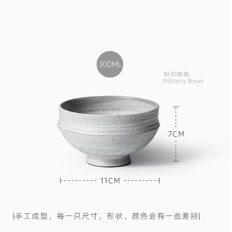 伍杯景德镇手作日系复古粉引碗陶瓷餐厅日料家庭粗陶慢生活文艺