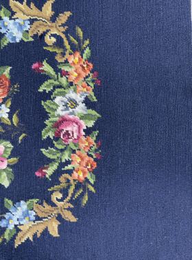 复古老手工绒绣牡丹花画作