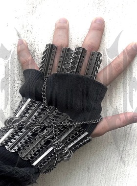 金属拼接双指戒指iiimiii黄铜