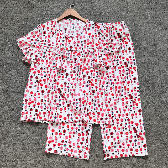ຜ້າຝ້າຍຜ້າໄຫມ rayon ຕ້ານການຊູນເສື້ອ cropped pants ເຮືອນ pajamas