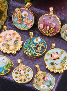 热销花朵彩绘滴釉万能扣