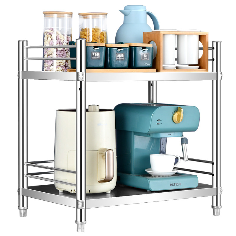不锈钢置物架厨房多功能调料品收纳家用灶台桌面上微波炉烤箱分层 - 图3