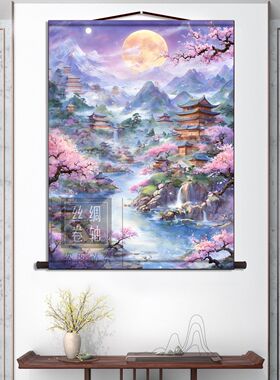 仙堂暗堂无活物山水卷轴挂画
