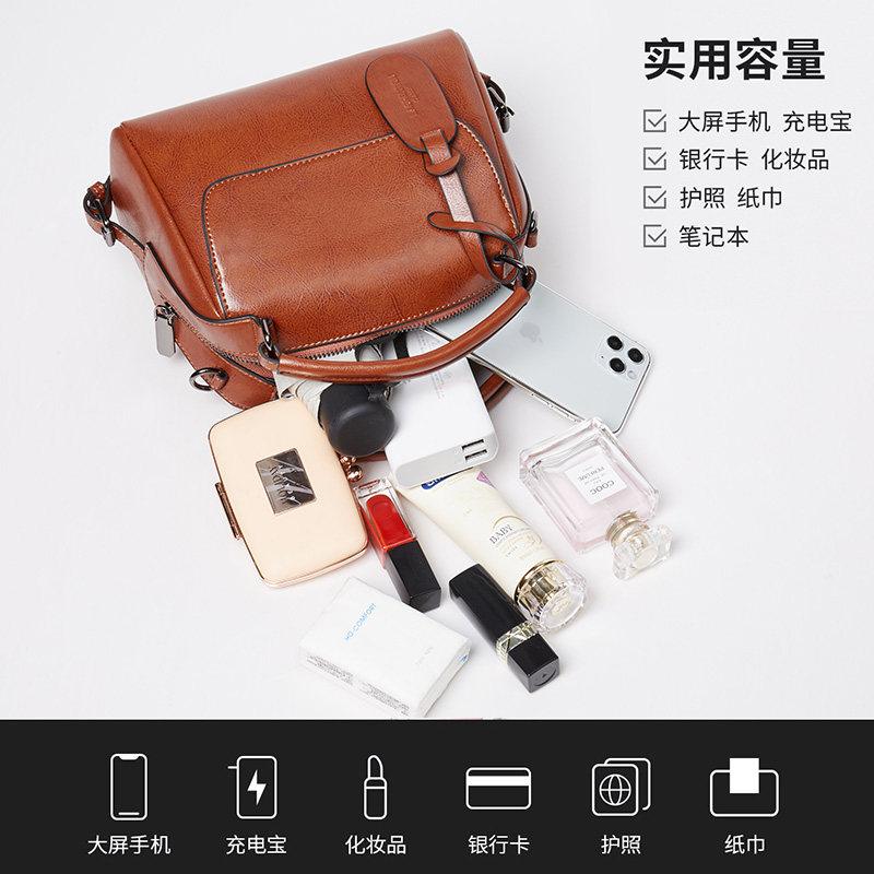 老人头2021新款真皮中年软单肩包 老人头箱包女士包袋