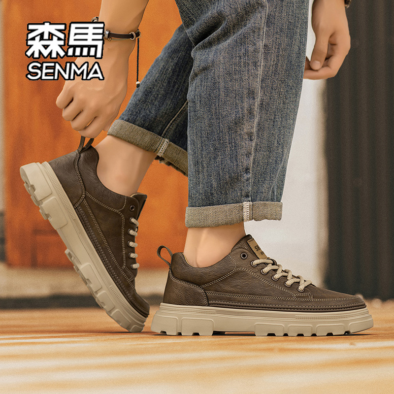 森马男鞋2025新款冬季复古百搭工装鞋爆款男士商务正装休闲皮鞋W - 图1