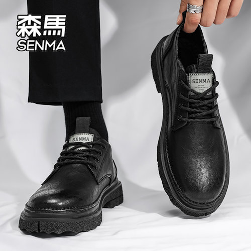 森马男鞋2025新款冬季复古百搭英伦风男士上班商务正装休闲皮鞋W - 图3