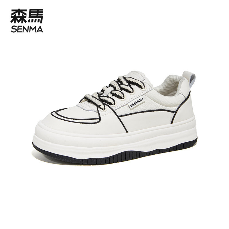 森马厚底增高松糕鞋2023年小白鞋 SENMA森马鞋类休闲板鞋