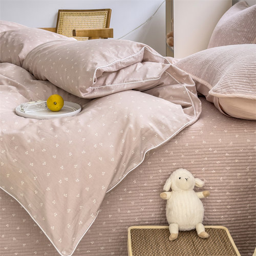 法式小碎花床盖三件套纯棉砂洗夹棉绗缝花边榻榻米垫子1.8米床单 - 图3