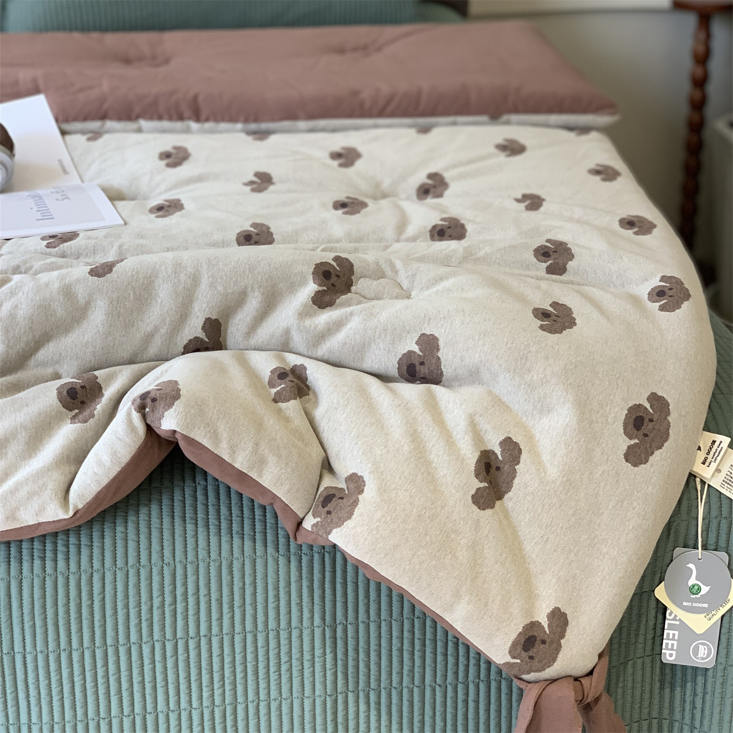 韩国大鹅2米全棉针织棉春秋被可机洗超软糯天竺棉纯棉双人四季被 - 图1