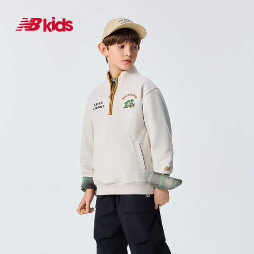 NewBalance nb官方童装 4-14岁儿童秋冬半高领半拉链运动卫衣上装 - 图0