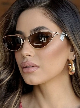 小框镂空绳结猫眼金属复古墨镜潮