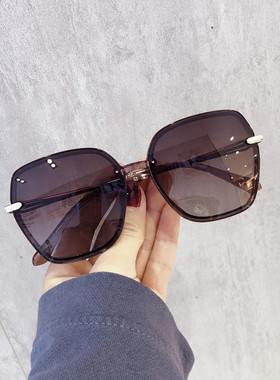 无框太阳镜大脸偏光复古