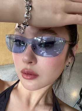 无框防UV400复古一体墨镜女时髦
