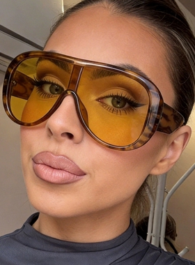 欧美风连体大框玳瑁防晒太阳眼镜