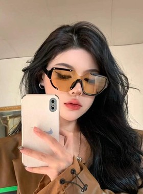 防紫外线不规则复古一体绿色墨镜