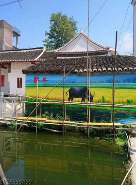手绘画外墙涂鸦定制上门画墙风景