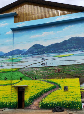 比雅室外风景画定制手绘墙壁画