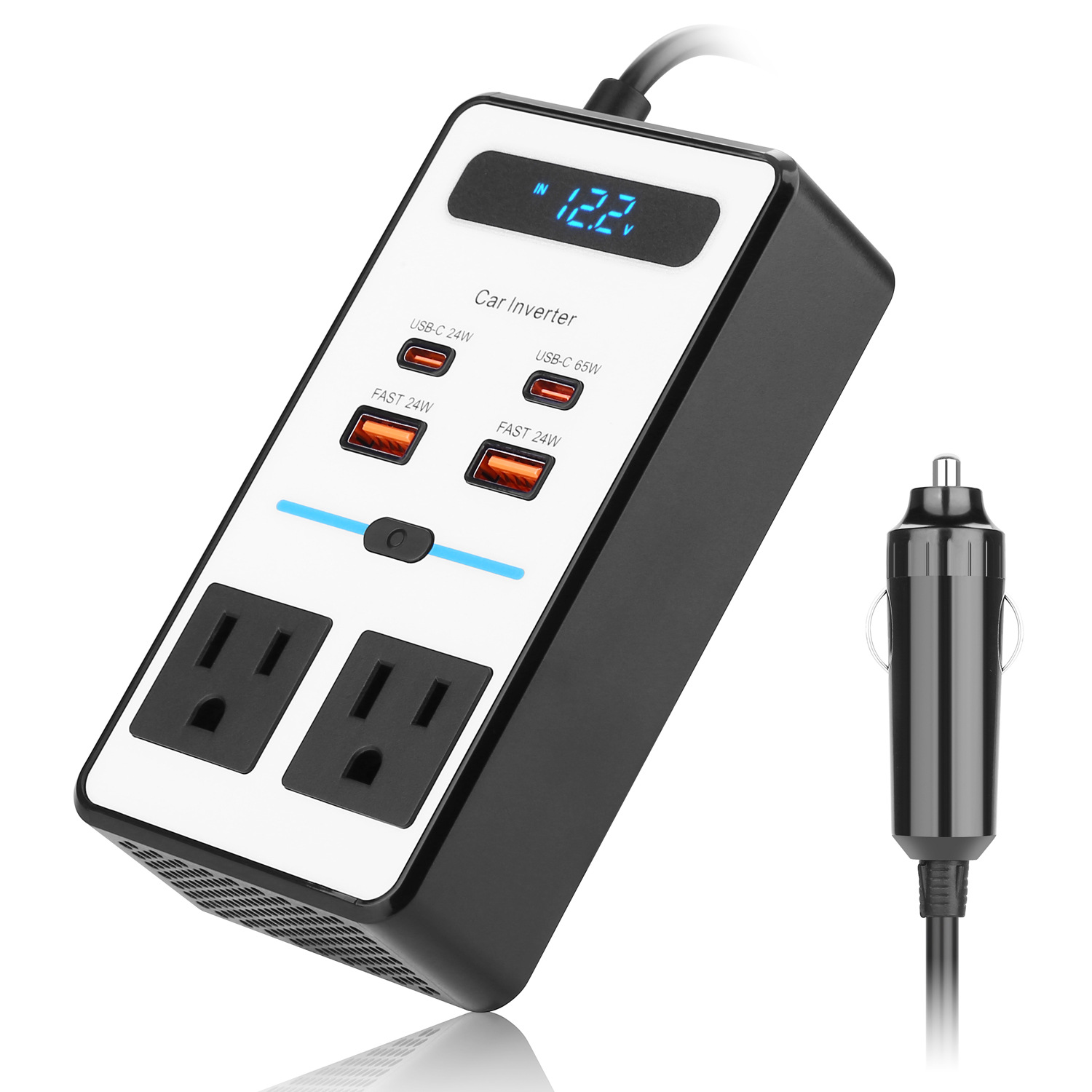 跨境热销数显200W车载逆变器DC12V转AC110V汽车点烟器转换器美规 - 图1