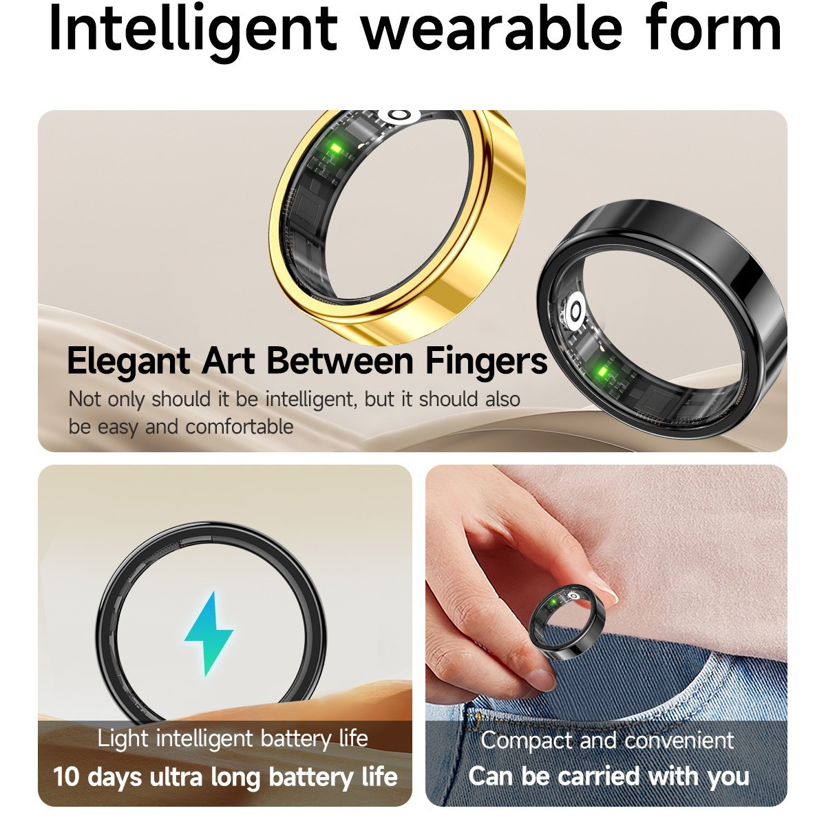 Best selling multifunctional smart ring, photo taking, 6.8mm heart rate, blood oxygen, wearable sleep detection, health bluetooth